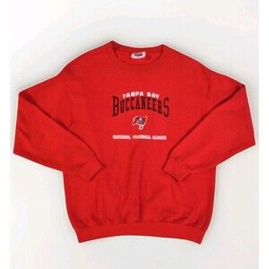 CSA Vintage Tampa Bay Buccaneers Long Sleeve LRG Red 90s Sweatshirt Made In USA